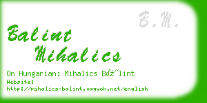 balint mihalics business card